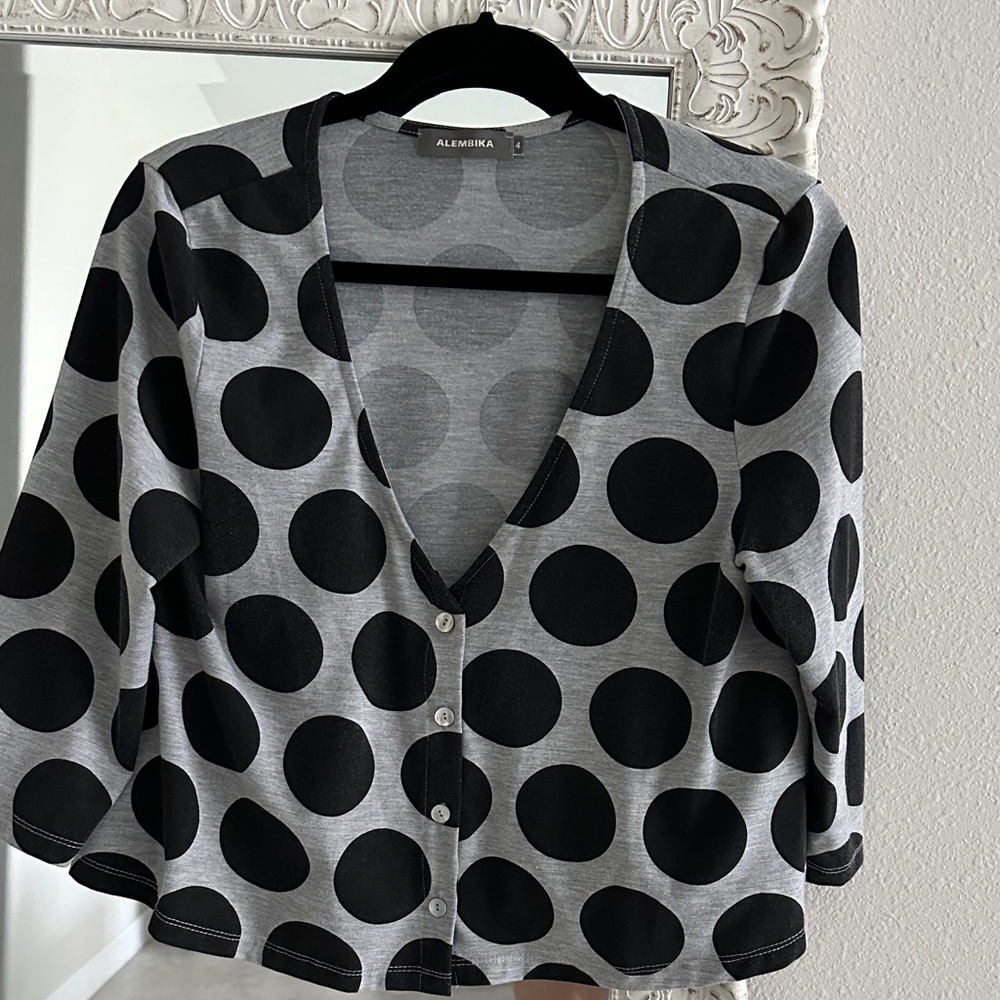 Alembika Black Polka Dot Cardigan Size 4